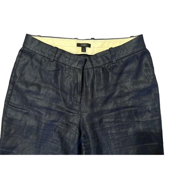 Women's J.Crew 100% Woven Linen Navy Blue Strait Leg Pants Trousers Size 8 - Picture 10 of 10